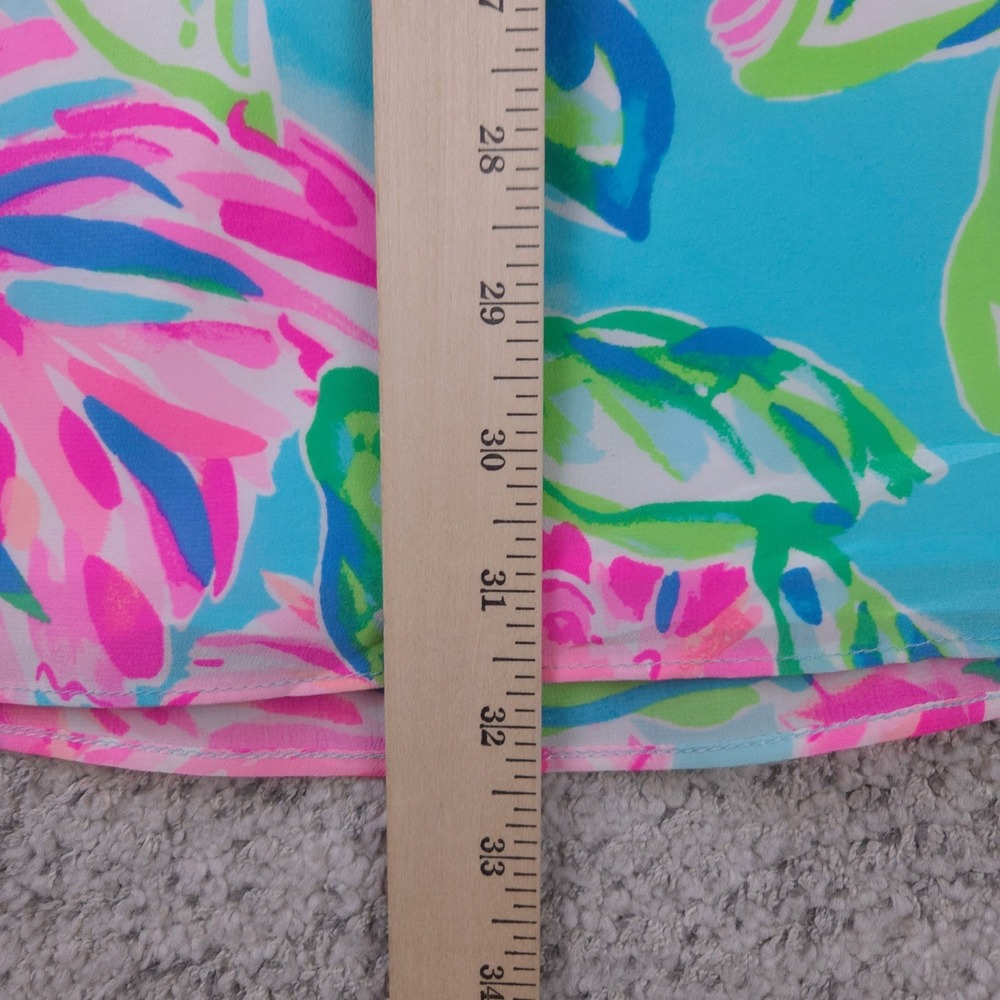 Lily Pulitzer Dress Size Small Elenora Silk Bell Sleeve Beaded Floral Pink Blue - Picture 9 of 9